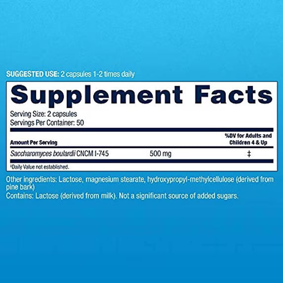 Florastor Daily Probiotic Supplement 250mg – 100 Capsules