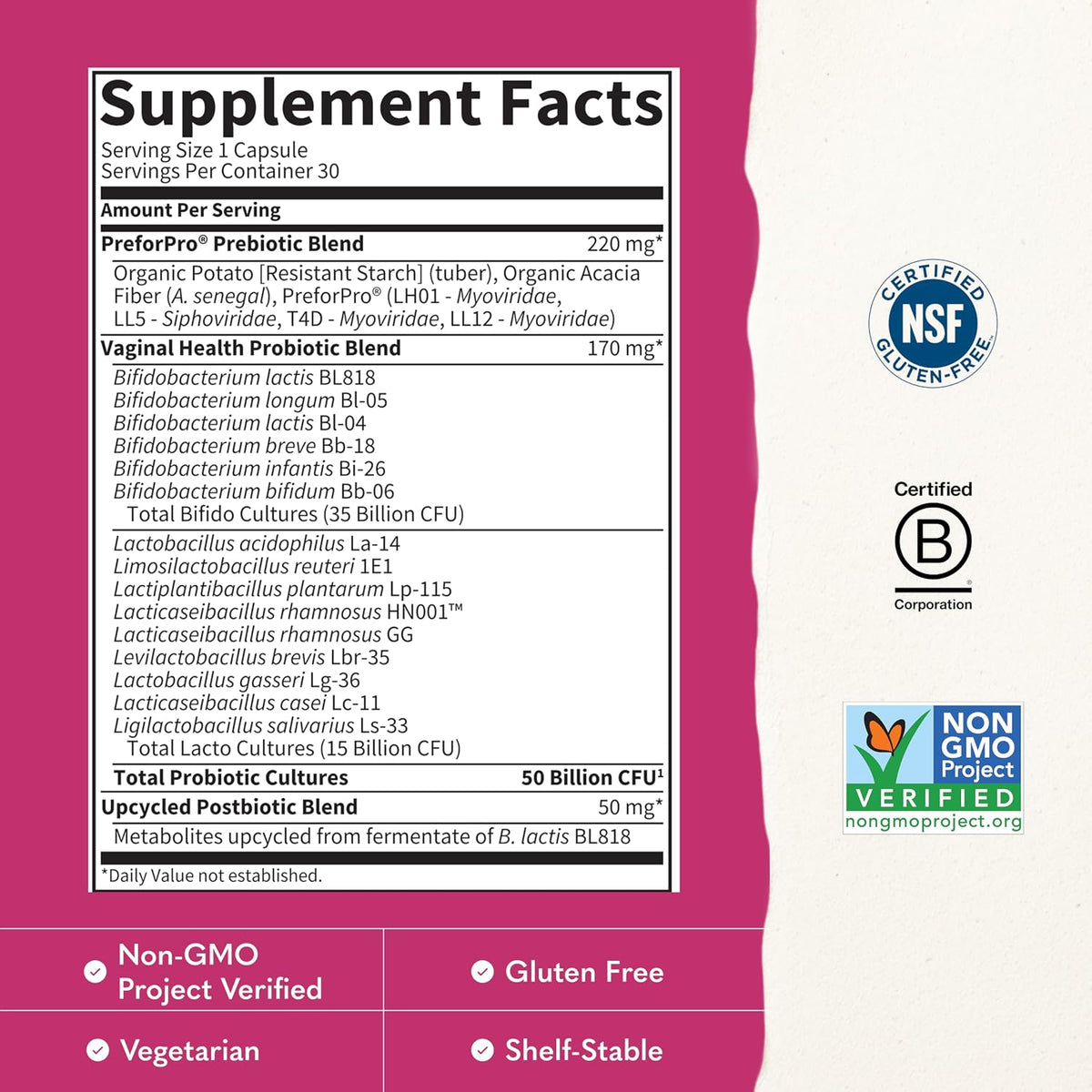 Garden of Life Women’s Probiotic – Pre, Post & Probiotics 50B – 30 Capsules