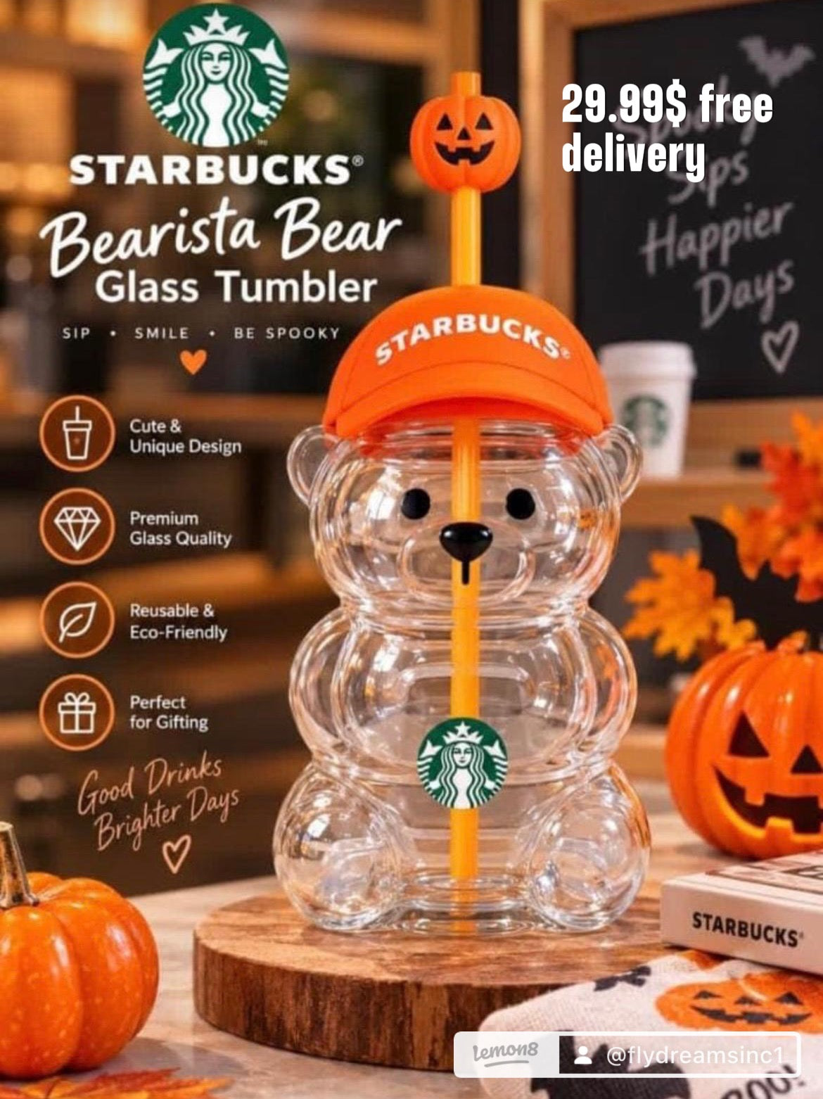 2026 Starbucks Barista Bear Glass Cup Limited Edition New in Box