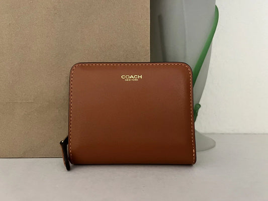 Coach New York Billfold Wallet Refined Calf Leather Toffee NWT