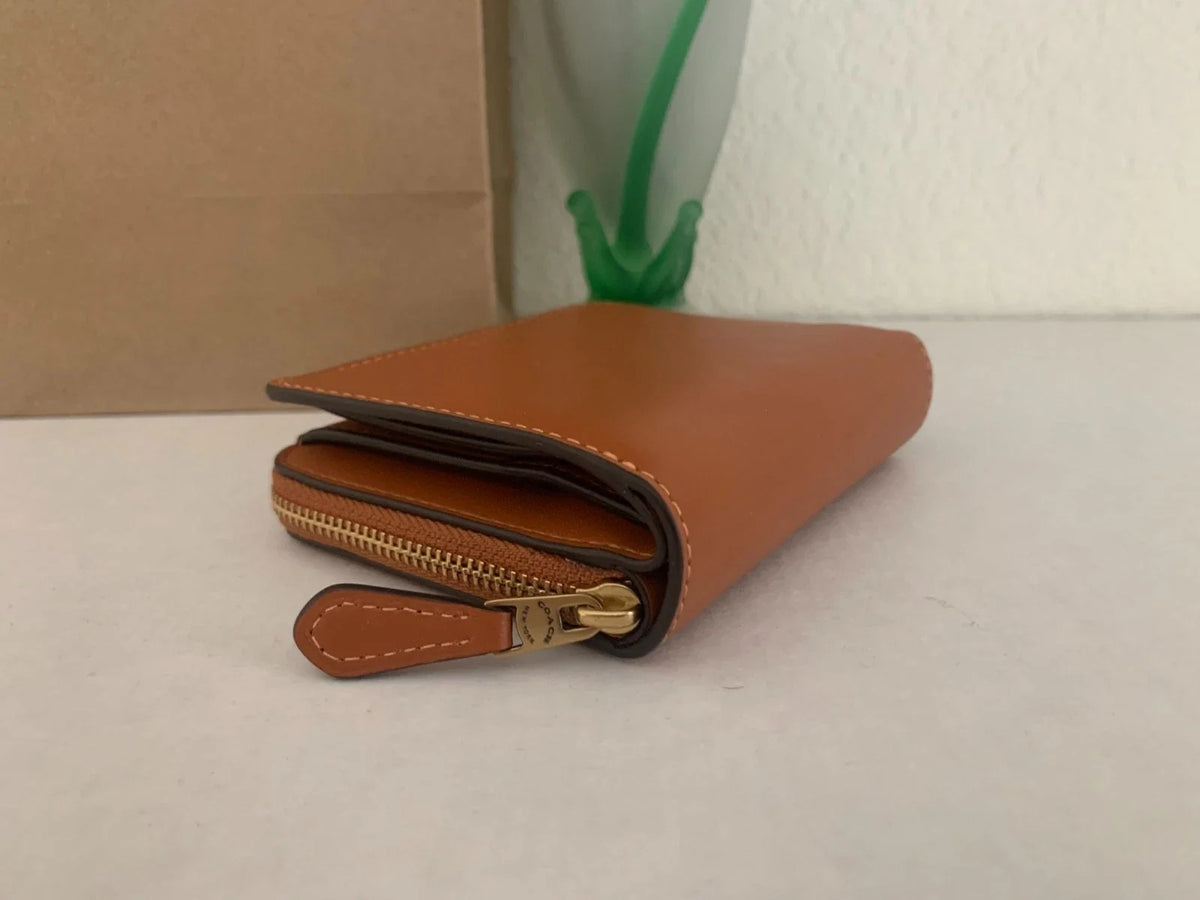 Coach New York Billfold Wallet Refined Calf Leather Toffee NWT
