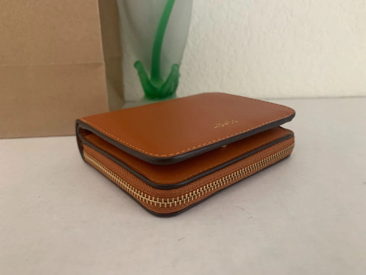 Coach New York Billfold Wallet Refined Calf Leather Toffee NWT