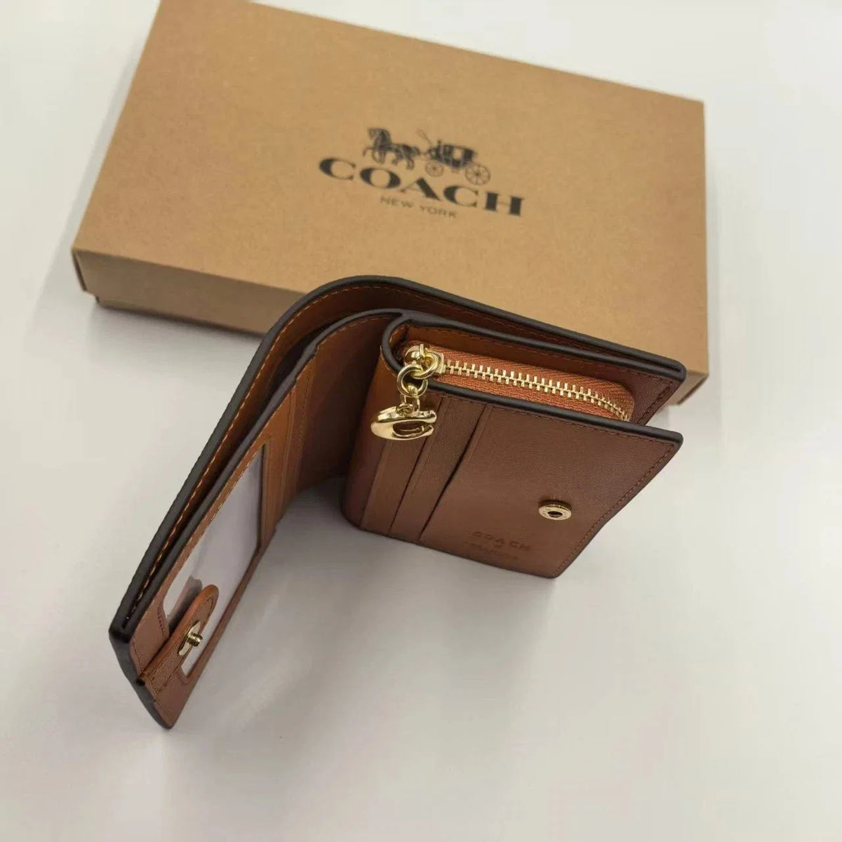 Coach X Peanuts Snap Wallet Signature Canvas Snoopy Print NWT