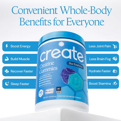 Creatine Gummies 1.5g – Blue Raspberry, 90ct