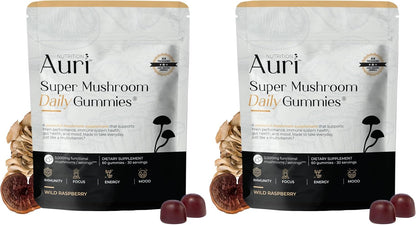Auri Super Mushroom Gummies – 12 Mushroom Blend, 60ct