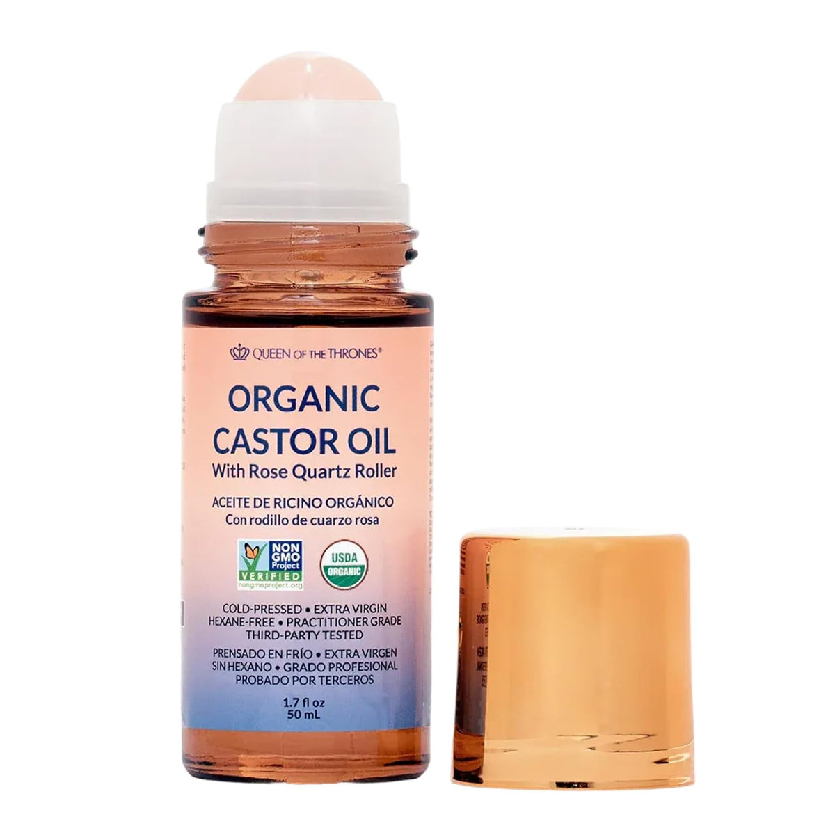 Queen of the Thrones Organic Golden Castor Oil Roll-On with Rose Quartz | 100% P