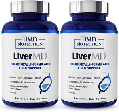 1MD LiverMD Liver Support – Siliphos Milk Thistle – 60 Capsules 2-Pack