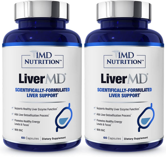 1MD LiverMD Liver Support – Siliphos Milk Thistle – 60 Capsules 2-Pack