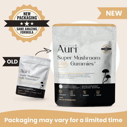 Auri Super Mushroom Gummies – 12 Mushroom Blend, 60ct
