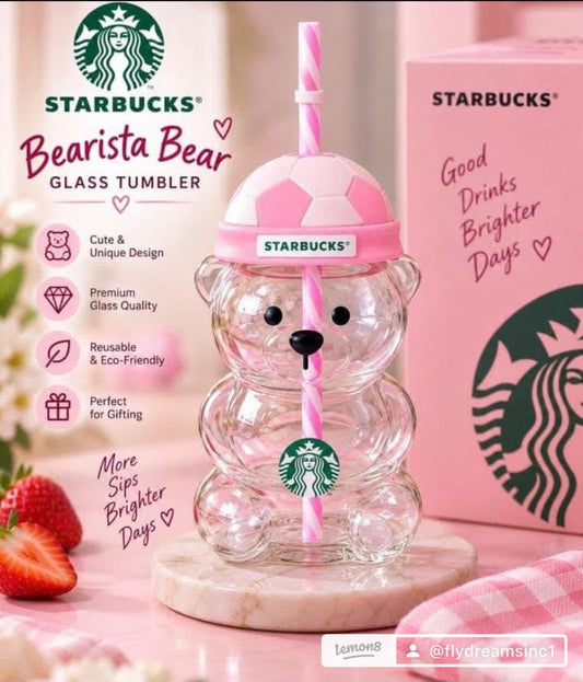 2026 Starbucks Barista Bear Glass Cup Limited Edition New in Box