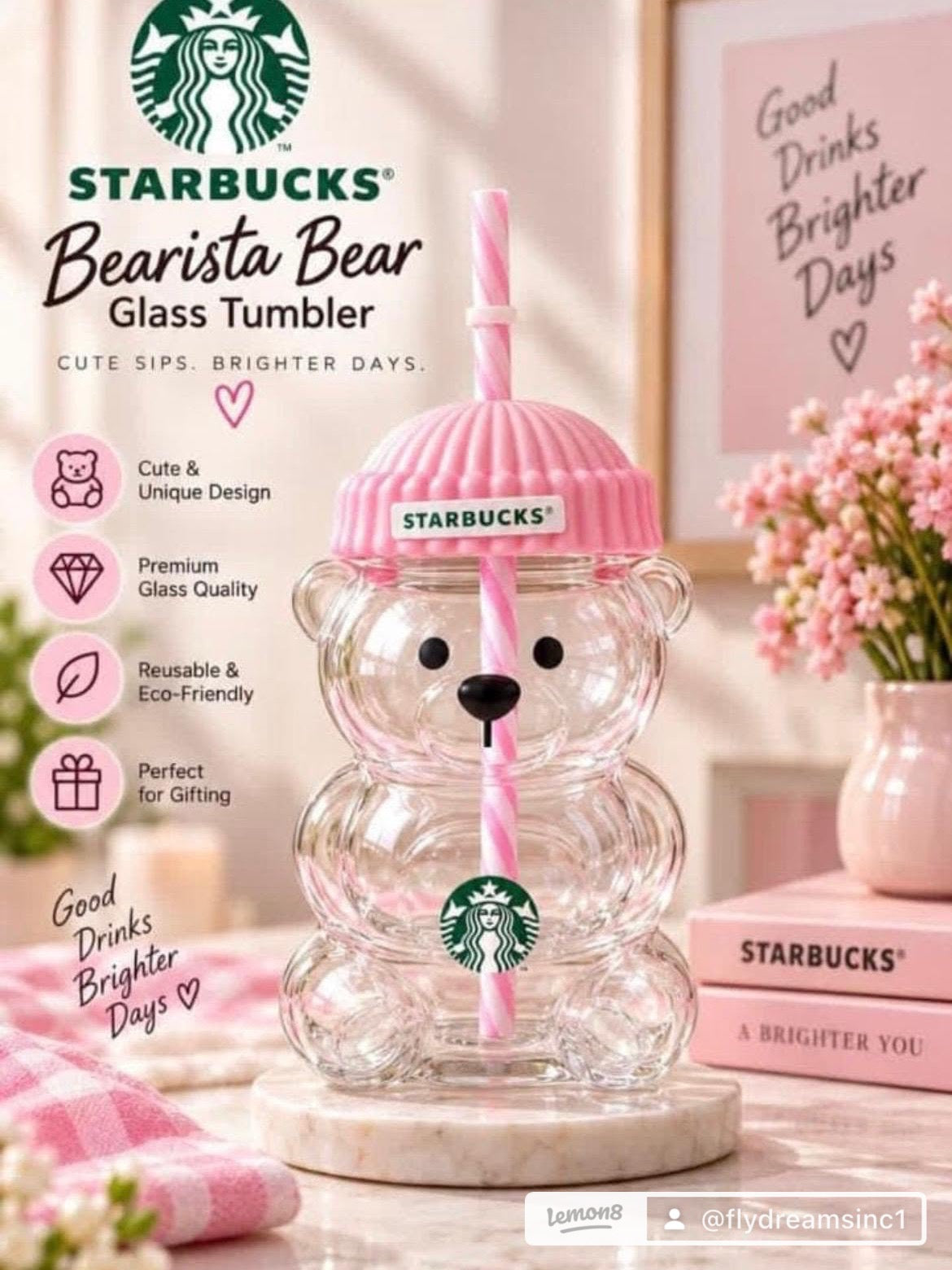 2026 Starbucks Barista Bear Glass Cup Limited Edition New in Box