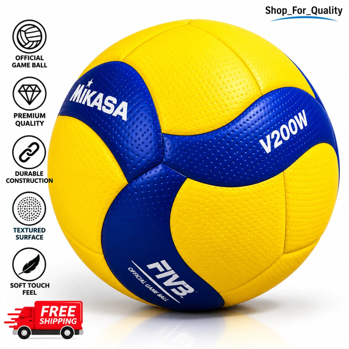 Mikasa V200W Official FIVB Volleyball Size 5 – Blue/Yellow