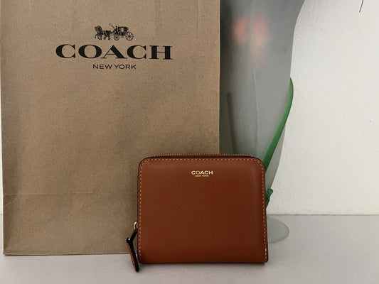 Coach New York Billfold Wallet Refined Calf Leather Toffee NWT