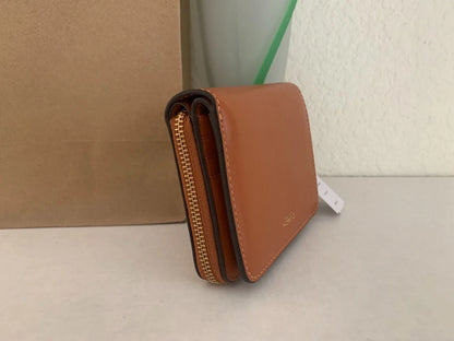 Coach New York Billfold Wallet Refined Calf Leather Toffee NWT