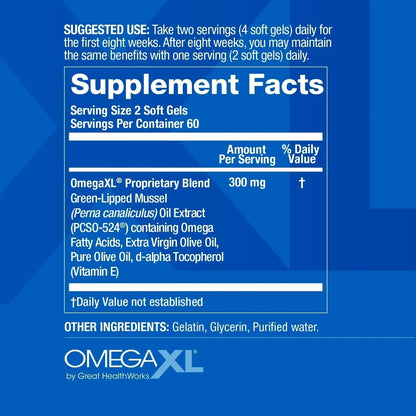 OmegaXL Joint Support Supplement 120 Softgels – Dietary Supplement