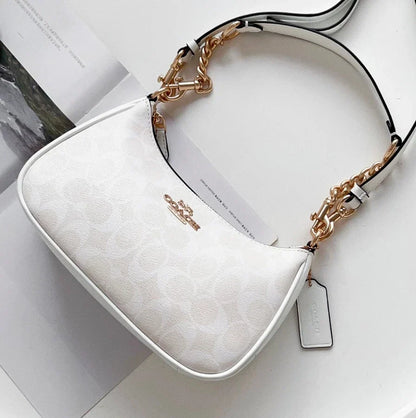 Coach Teri 2-Way Shoulder Bag Signature Coated Canvas White CA548 NWT