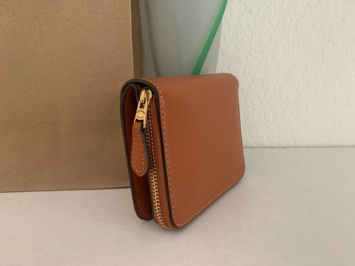 Coach New York Billfold Wallet Refined Calf Leather Toffee NWT