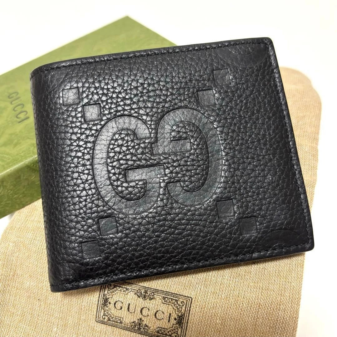 Gucci Jumbo GG Bifold Wallet – Black Leather with Box