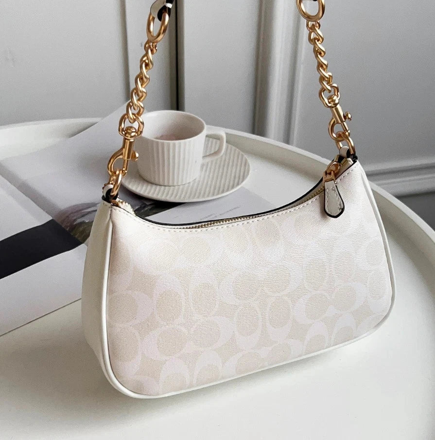 Coach Teri 2-Way Shoulder Bag Signature Coated Canvas White CA548 NWT