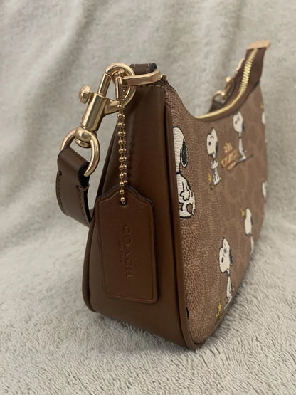 Coach x Peanuts Snoopy Shoulder Bag Signature Canvas