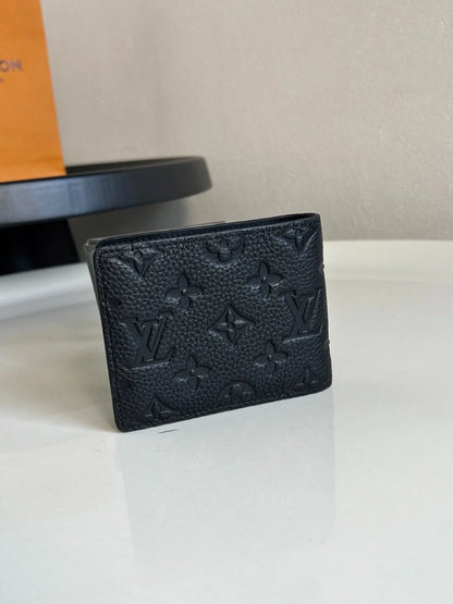Luis Style Black Taurillon Leather Bifold Wallet for Men