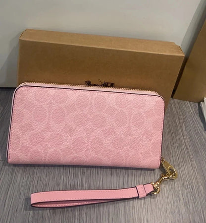 Long Zip-Around Signature Canvas Wallet – Powder Pink